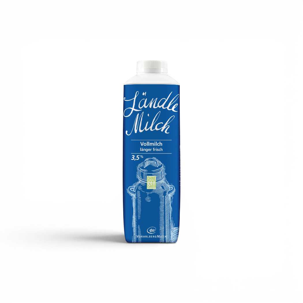 Ländle Vollmilch länger frisch Blaue Milchpackung