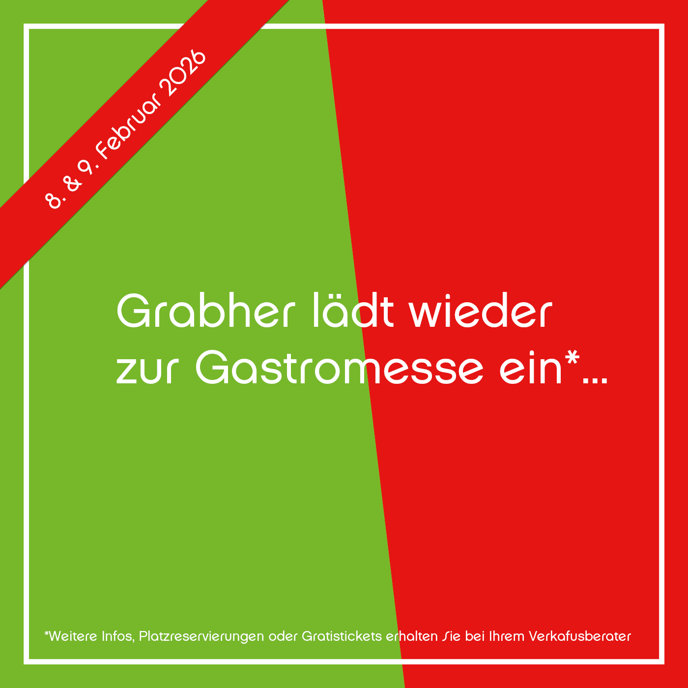 Rotes und grünes Quadrat mit weißem Text